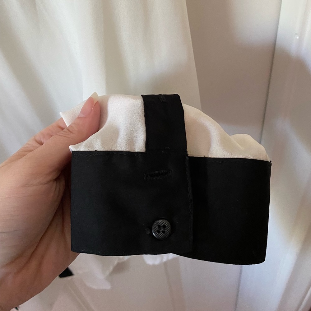 Women's Black and White Button Down Shirt - Picture 9 of 10